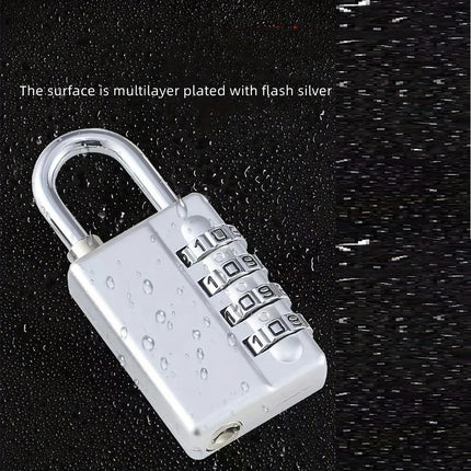 1pc, 4-Digit Combination Padlock, Silvery Portable Travel Luggage Lock For Door Cabinet