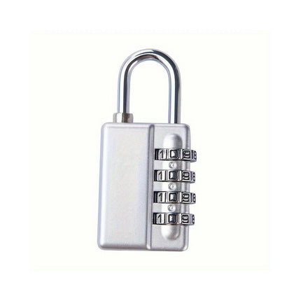 1pc, 4-Digit Combination Padlock, Silvery Portable Travel Luggage Lock For Door Cabinet