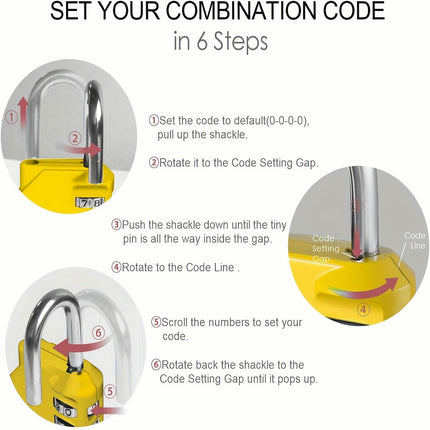 4-Digit Combination Lock Outdoor Waterproof Padlock with Steel Cable  (Yellow, 2 Padlocks)