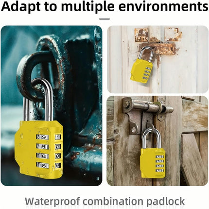 4-Digit Combination Lock Outdoor Waterproof Padlock with Steel Cable  (Yellow, 2 Padlocks)