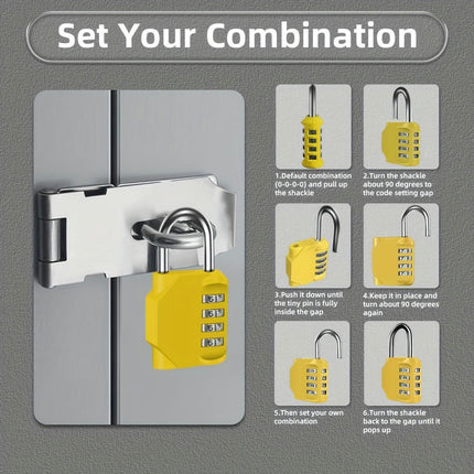 4-Digit Combination Lock Outdoor Waterproof Padlock with Steel Cable  (Yellow, 2 Padlocks)