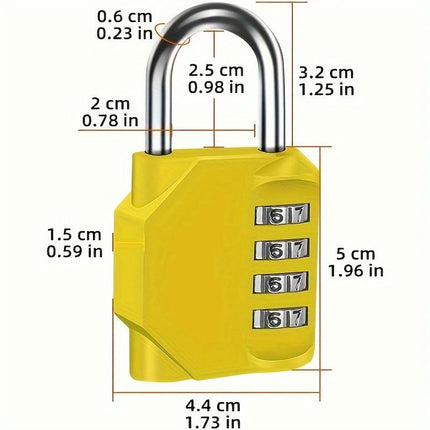 4-Digit Combination Lock Outdoor Waterproof Padlock with Steel Cable  (Yellow, 2 Padlocks)