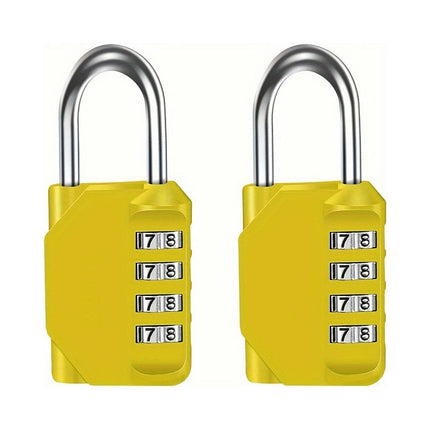 4-Digit Combination Lock Outdoor Waterproof Padlock with Steel Cable  (Yellow, 2 Padlocks)