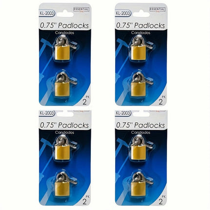 8 Pc Small Padlock Solid Brass Luggage Locks, Small Lock With Key, Backpack Lock, Travel Locks