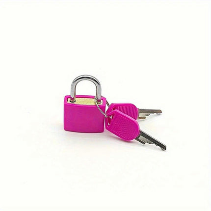 4pcs Pink Mini Luggage Padlocks with Keys - Durable Metal Travel Lock Set