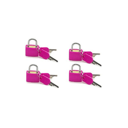 4pcs Pink Mini Luggage Padlocks with Keys - Durable Metal Travel Lock Set