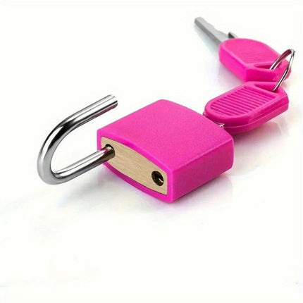 4pcs Pink Mini Luggage Padlocks with Keys - Durable Metal Travel Lock Set