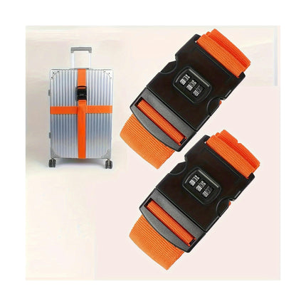 2pc Adjustable Travel Luggage Strap With Combination Lock Minimalist Business Luggage Strap