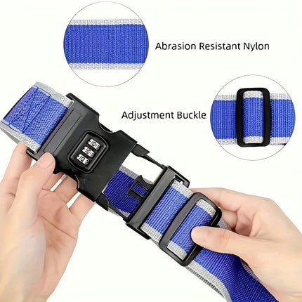 2pc Adjustable Travel Luggage Strap With Combination Lock Minimalist Business Luggage Strap