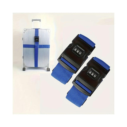 2pc Adjustable Travel Luggage Strap With Combination Lock Minimalist Business Luggage Strap