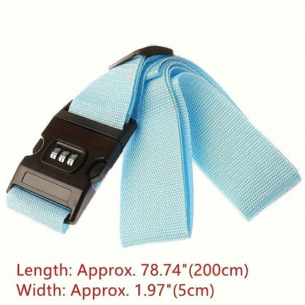 2pc Adjustable Travel Luggage Strap With Combination Lock Minimalist Business Luggage Strap