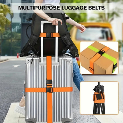 2pc Adjustable Travel Luggage Strap With Combination Lock Minimalist Business Luggage Strap