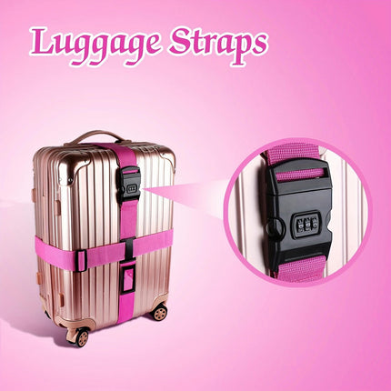 4-Pack Adjustable Luggage Straps with TSA Approved Combination Locks Travel Suitcase Belts