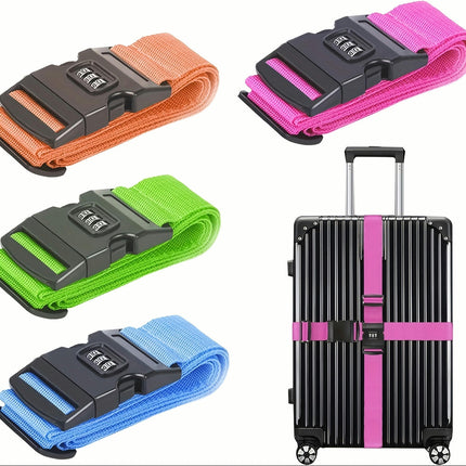 4-Pack Adjustable Luggage Straps with TSA Approved Combination Locks Travel Suitcase Belts