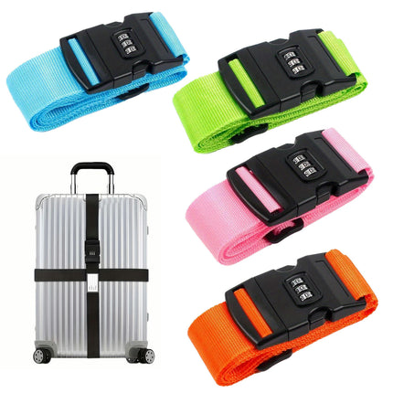 4pcs TSA-Approved Adjustable Luggage Straps with Combination Lock Travel Belts for Suitcases