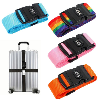 4pcs TSA-Approved Adjustable Luggage Straps with Combination Lock Travel Belts for Suitcases