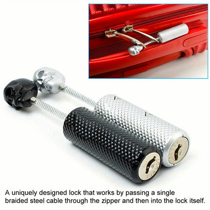 TSA Approved Travel Luggage Security Lock with Zinc Alloy Padlock and Braided Steel Cable