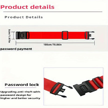 Durable Luggage Strap with Combination Lock - Anti-Theft, Adjustable Belt for Business & Travel