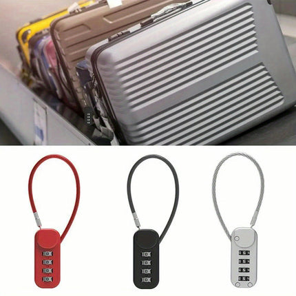 Secure 4-Digit Zinc Alloy Combination Lock-Portable, Anti-Theft With Wire Rope For Dorms, Luggage