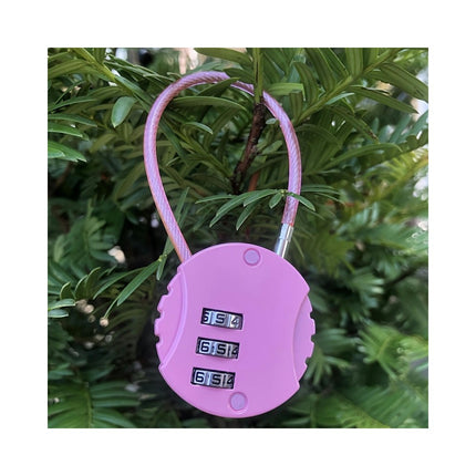 Pink Combination Lock with Cable - Gym, Locker, Basket, Helmet, Backpack, Suitcase Security