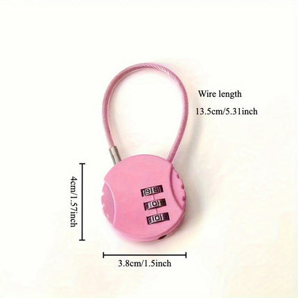 Pink Combination Lock with Cable - Gym, Locker, Basket, Helmet, Backpack, Suitcase Security