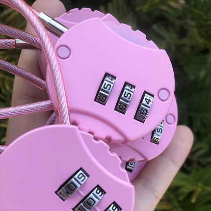 Pink Combination Lock with Cable - Gym, Locker, Basket, Helmet, Backpack, Suitcase Security