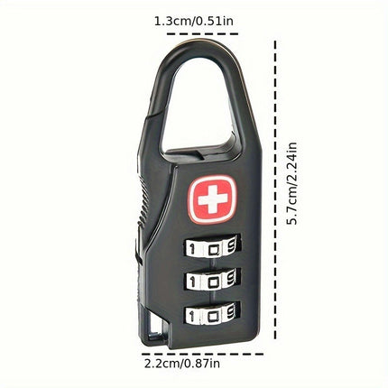 Compact Metal Luggage Lock - 3-Digit Combination Padlock for Bags, Cabinets & Locker Security