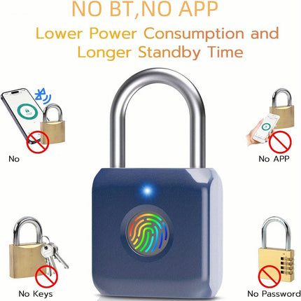 Fingerprint Padlock, Smart Padlock Keyless Fingerprint Lock for LockerLuggage Backpack