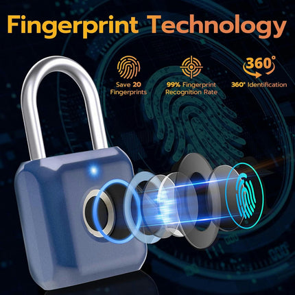 Fingerprint Padlock, Smart Padlock Keyless Fingerprint Lock for LockerLuggage Backpack