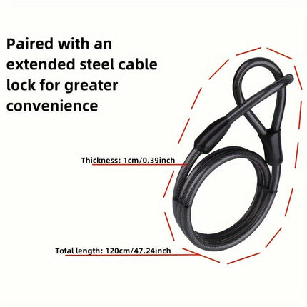 Heavy Duty Security Cable, Braided Steel With Sealed Looped Ends, Bicycle Cable Lock