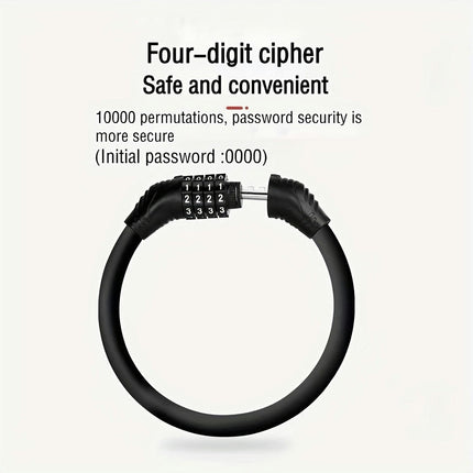 Bike Combination Cable Lockwith a 4-Digit Resettable - Ideal for Road, Mountain, and Motorcycles