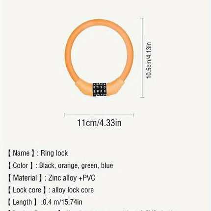 Bike Combination Cable Lockwith a 4-Digit Resettable - Ideal for Road, Mountain, and Motorcycles