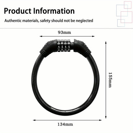 Bike Lock Cable, Bike Locks Heavy Duty Anti Theft, 2 Pcs Security 4 Digit Portable Code Lock