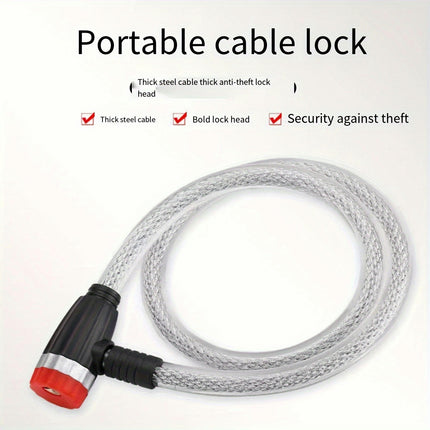 Sturdy 1pc Bicycle Lock with Reinforced Steel Cable - No Battery Required