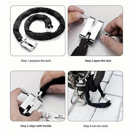 Iron Chain Locks with Fabric Cover Anti-Theft Stainless Steel for Electric Bikes and Motorcycles