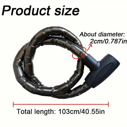 Zinc Alloy Bicycle Cable Lock, PVC Bike Chain Lock, Anti-Theft Hand Control Extra Long Lock