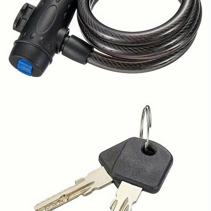 Anti-Theft Bike Lock Portable Cable Lock with Keys, Secure Lock for Bikes, E-Bikes, and Scooters