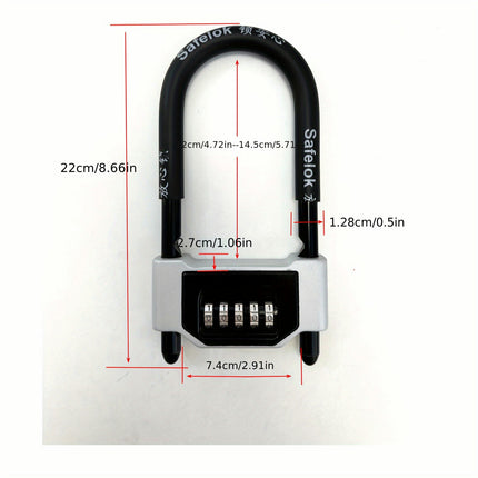 1pc 5-Digit Combination Bike Lock Portable Anti-Theft Security For Bicycle, Motorcycle