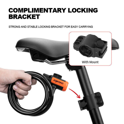 Weatherproof Anti-Theft Bike Cable Lock with Mounting Bracket Mountain, Scooter, or Bicycle