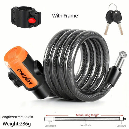 Weatherproof Anti-Theft Bike Cable Lock with Mounting Bracket Mountain, Scooter, or Bicycle