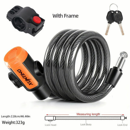 Weatherproof Anti-Theft Bike Cable Lock with Mounting Bracket Mountain, Scooter, or Bicycle