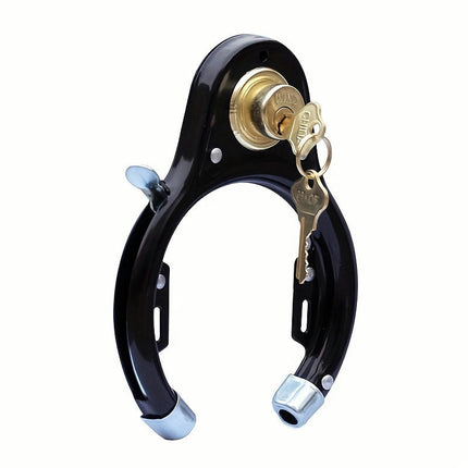 Vintage-Style Bike Lock with Keys - Black Stainless Steel U-Lock for Classic Bicycles