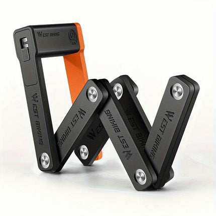 Compact & Lightweight Bike Lock - Folding Chain Design With Key,Ideal For Outdoor Cycling