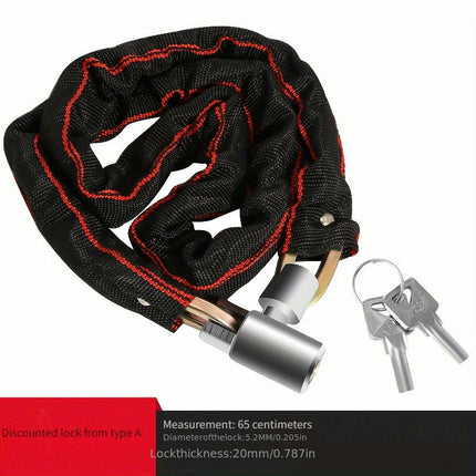 High-Security Chain Anti-Theft for Bicycles, Motorcycles Electric Vehicles - Weatherproof with Keys