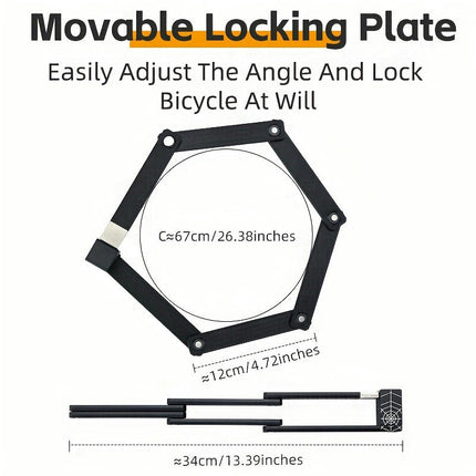 Portable Folding Bike Lock Strong Cramping Lock for Bikes, E-bikes, Scooters, and Motorcycles