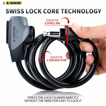 Anti-Theft Bike Lock, Stainless Steel Cable with Reflective Strip Bike Lock