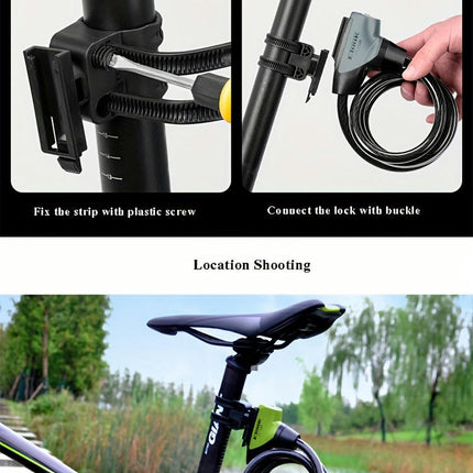 Anti-Theft Bike Lock, Stainless Steel Cable with Reflective Strip Bike Lock