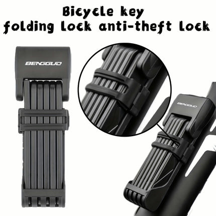 Heavy Duty Folding Bike Lock with Key, Anti-Theft Portable Bicycle Security Chain Lock