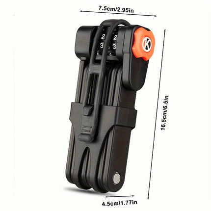 Portable 4-Digit Combination Bike Lock - Anti-Theft, Folding Design for Mountain & Road Bikes