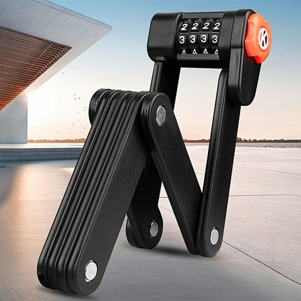 Portable 4-Digit Combination Bike Lock - Anti-Theft, Folding Design for Mountain & Road Bikes